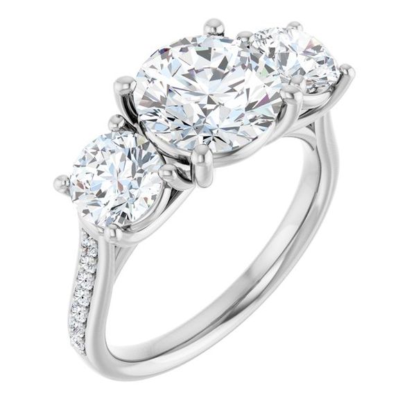 Accented Three-Stone Engagement Ring