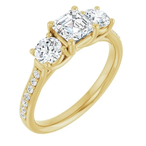 Accented Three-Stone Engagement Ring