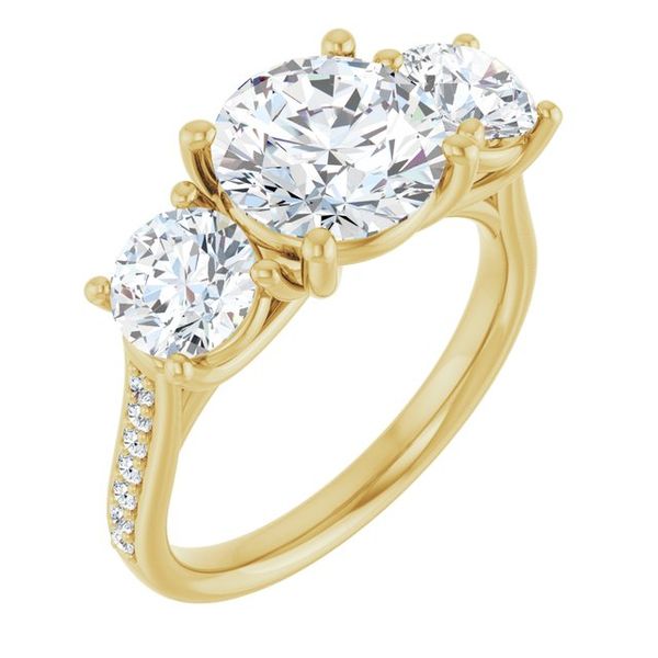 Accented Three-Stone Engagement Ring