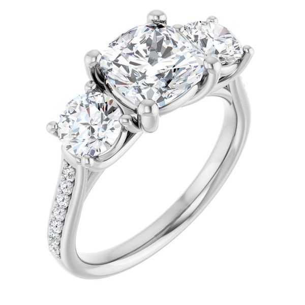 Accented Three-Stone Engagement Ring