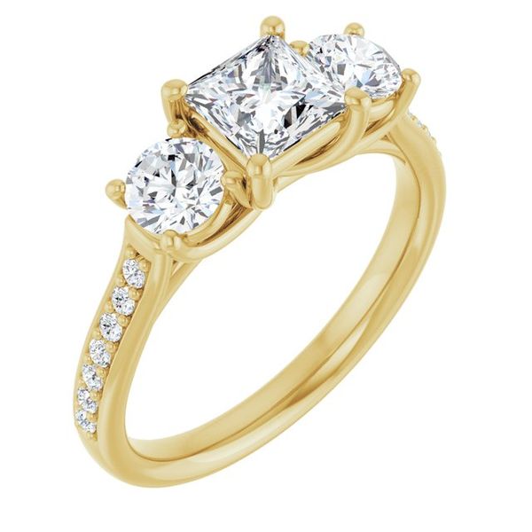 Accented Three-Stone Engagement Ring