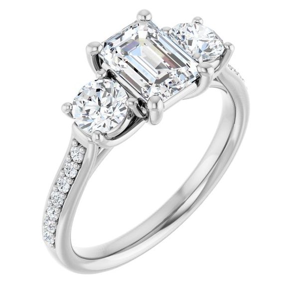 Accented Three-Stone Engagement Ring