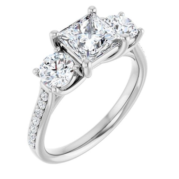 Accented Three-Stone Engagement Ring