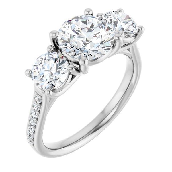 Accented Three-Stone Engagement Ring