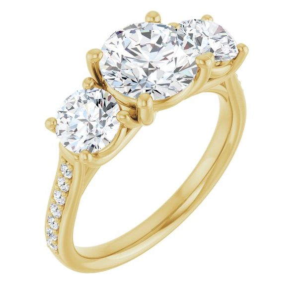 Accented Three-Stone Engagement Ring