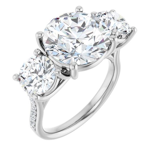 Accented Three-Stone Engagement Ring