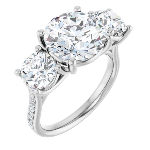 Accented Three-Stone Engagement Ring