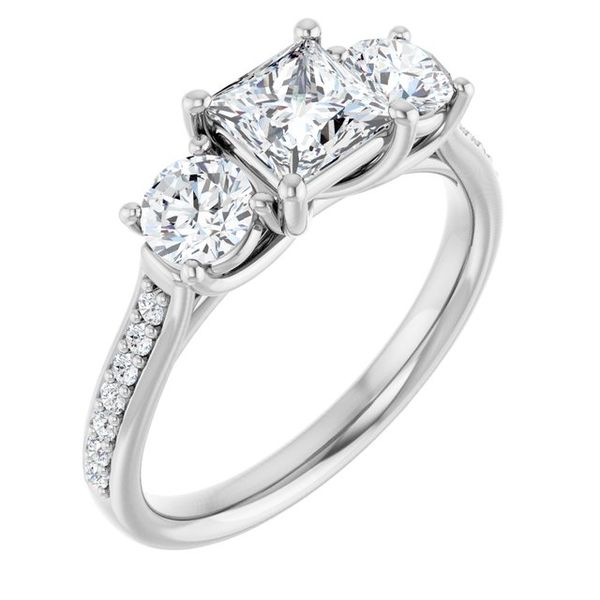 Accented Three-Stone Engagement Ring