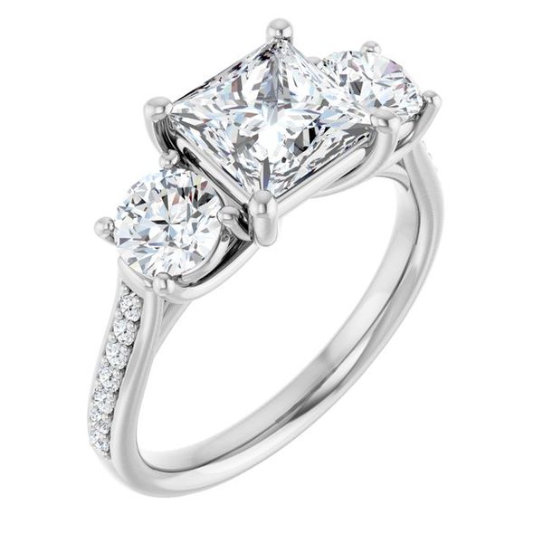 Accented Three-Stone Engagement Ring