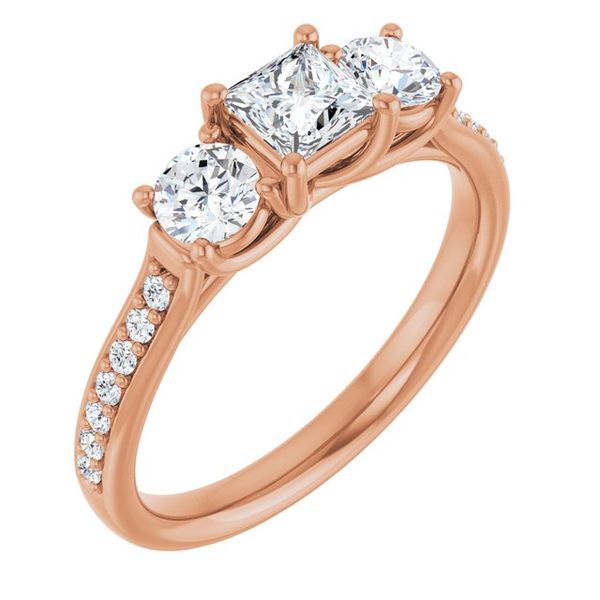Accented Three-Stone Engagement Ring