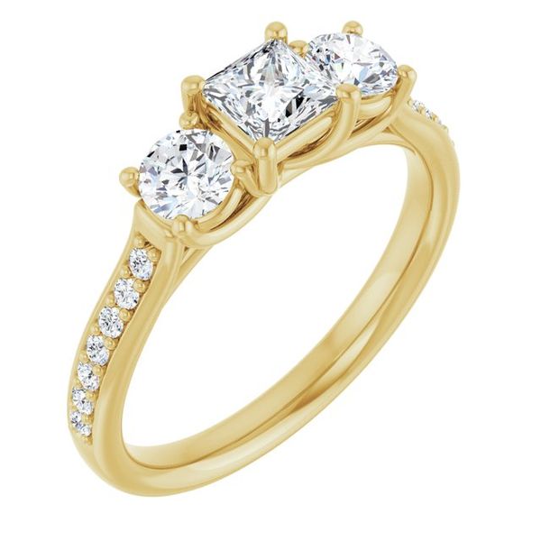 Accented Three-Stone Engagement Ring