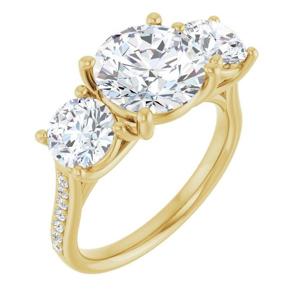 Accented Three-Stone Engagement Ring