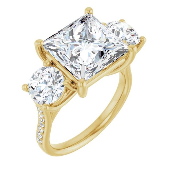 Accented Three-Stone Engagement Ring