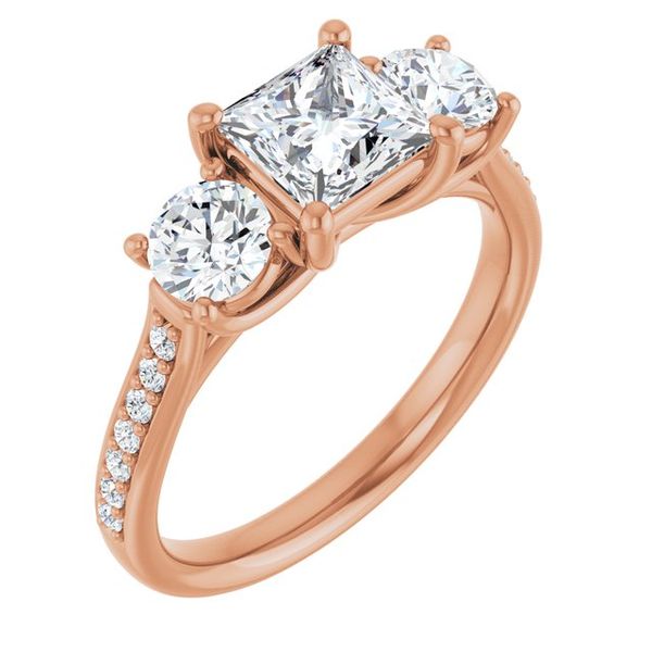 Accented Three-Stone Engagement Ring