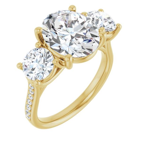 Accented Three-Stone Engagement Ring