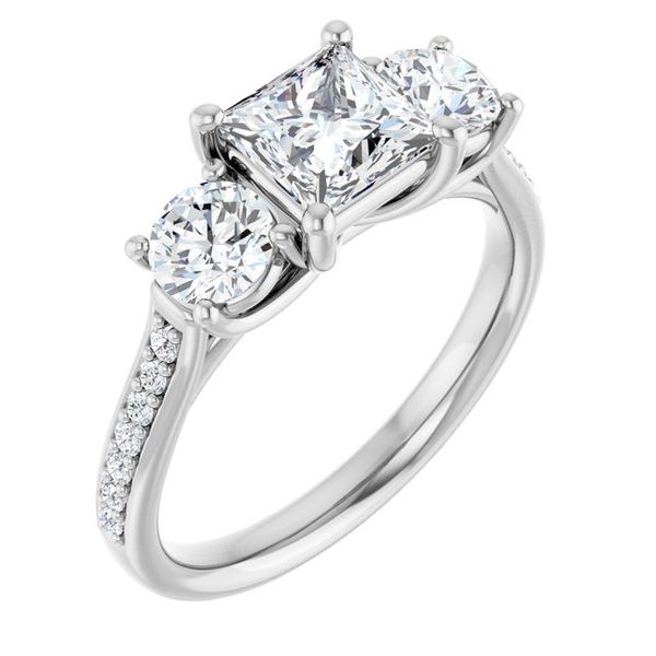 Accented Three-Stone Engagement Ring