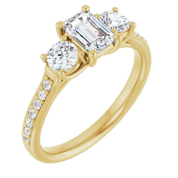 Accented Three-Stone Engagement Ring