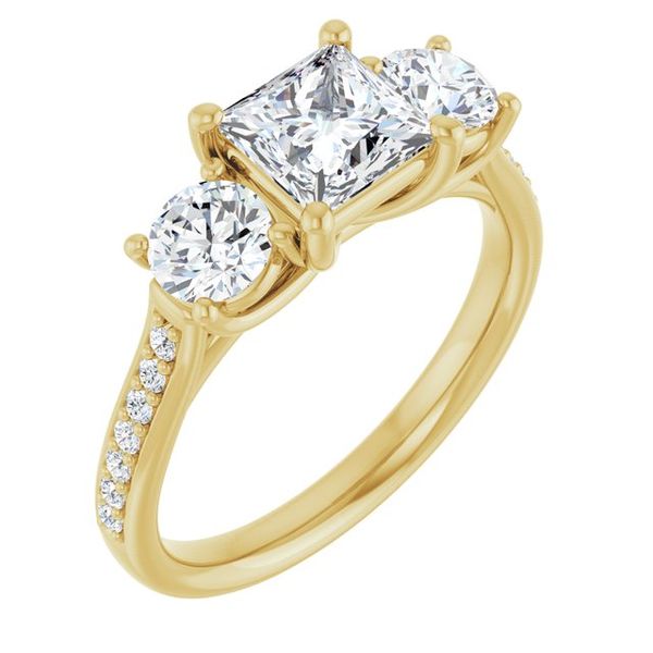 Accented Three-Stone Engagement Ring