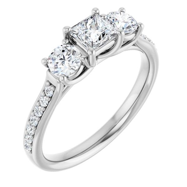 Accented Three-Stone Engagement Ring