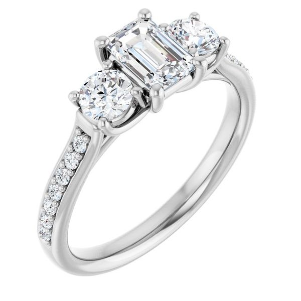 Accented Three-Stone Engagement Ring