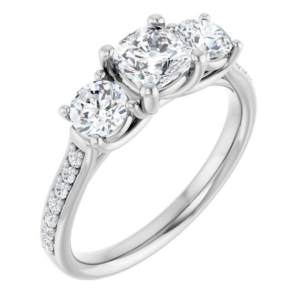 Accented Three-Stone Engagement Ring