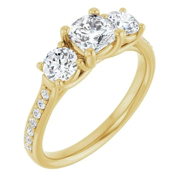 Accented Three-Stone Engagement Ring