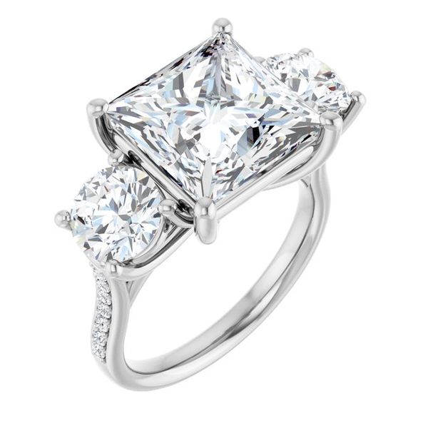 Accented Three-Stone Engagement Ring