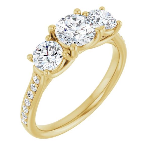 Accented Three-Stone Engagement Ring