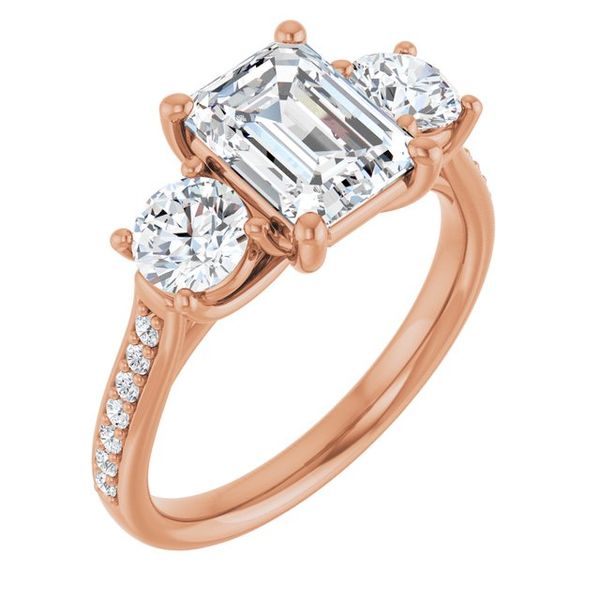 Accented Three-Stone Engagement Ring