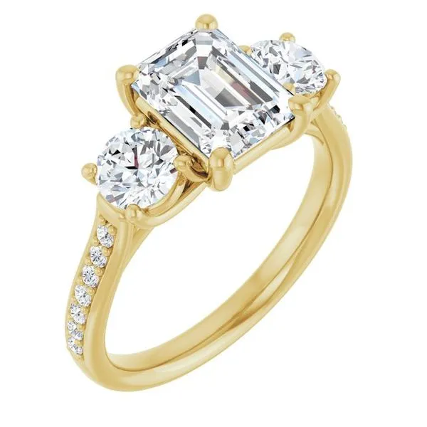 Accented Three-Stone Engagement Ring