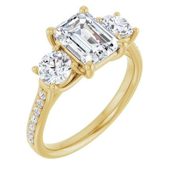 Accented Three-Stone Engagement Ring