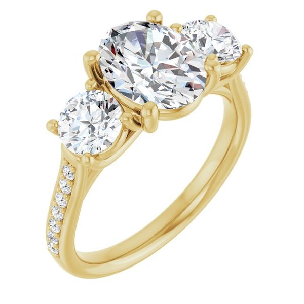 Accented Three-Stone Engagement Ring