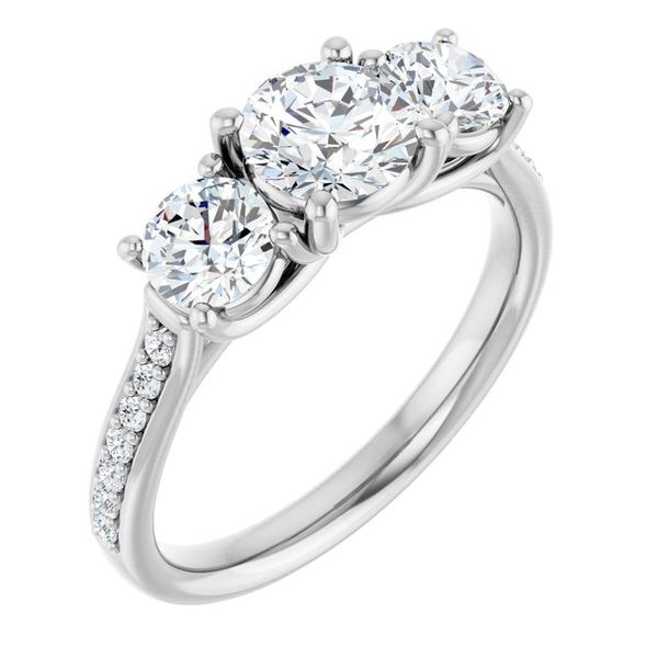 Accented Three-Stone Engagement Ring