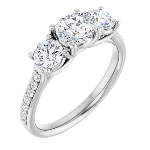 Accented Three-Stone Engagement Ring