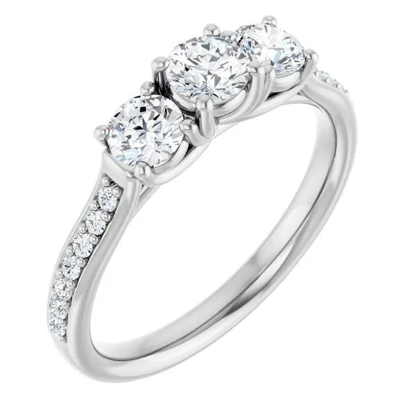 Accented Three-Stone Engagement Ring