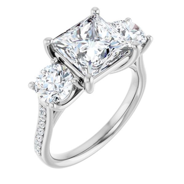 Accented Three-Stone Engagement Ring