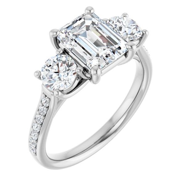 Accented Three-Stone Engagement Ring
