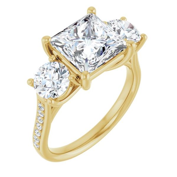 Accented Three-Stone Engagement Ring