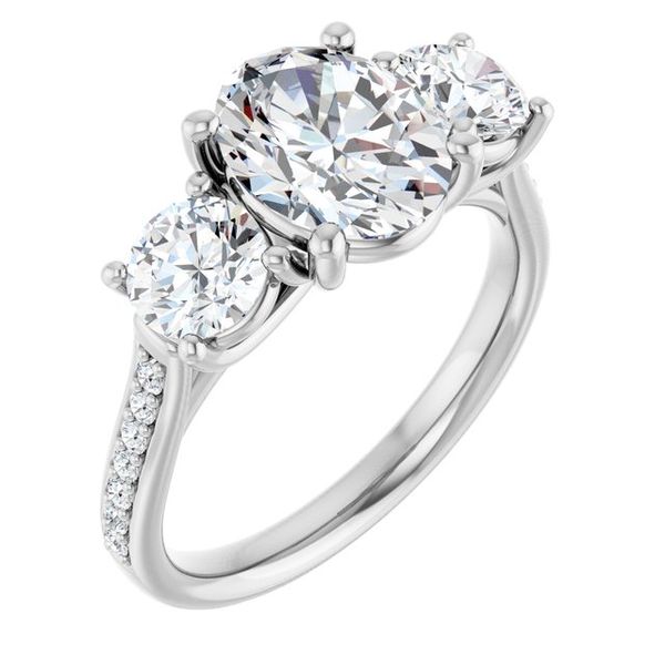 Accented Three-Stone Engagement Ring