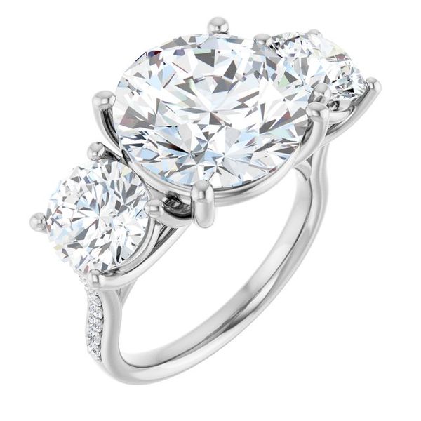 Accented Three-Stone Engagement Ring