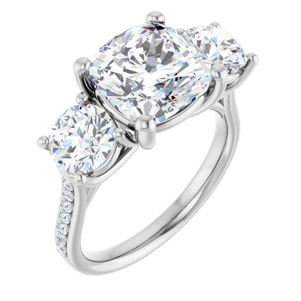 Accented Three-Stone Engagement Ring