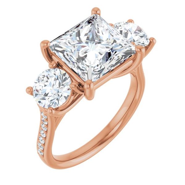 Accented Three-Stone Engagement Ring