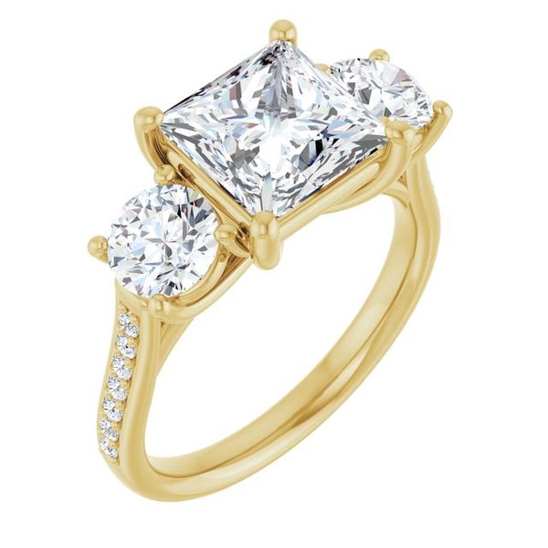 Accented Three-Stone Engagement Ring