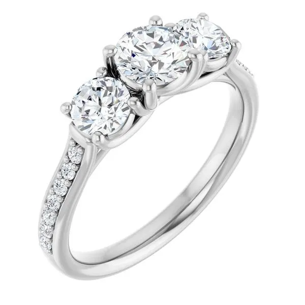 Accented Three-Stone Engagement Ring