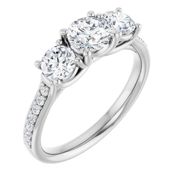 Accented Three-Stone Engagement Ring