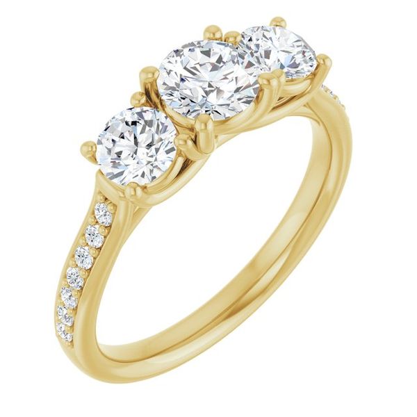 Accented Three-Stone Engagement Ring