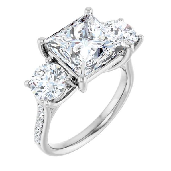 Accented Three-Stone Engagement Ring