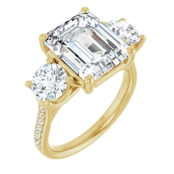 Accented Three-Stone Engagement Ring