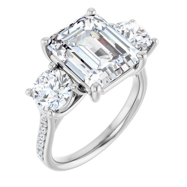 Accented Three-Stone Engagement Ring
