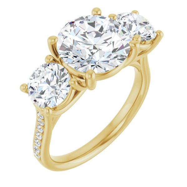 Accented Three-Stone Engagement Ring